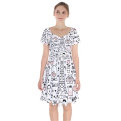 Big-collection-with-hand-drawn-objects-valentines-day Short Sleeve Bardot Dress by Salman4z