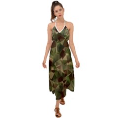 Abstract-vector-military-camouflage-background Halter Tie Back Dress  by Salman4z