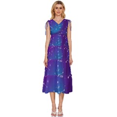 Realistic-night-sky-poster-with-constellations V-neck Drawstring Shoulder Sleeveless Maxi Dress by Salman4z