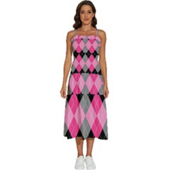 Seamless-argyle-pattern Sleeveless Shoulder Straps Boho Dress by Salman4z