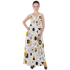 Flat Geometric Shapes Background Empire Waist Velour Maxi Dress by pakminggu