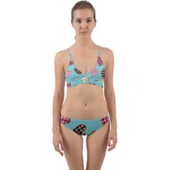 Seamless Pattern With Heart Shaped Cookies With Sugar Icing Wrap Around Bikini Set by pakminggu