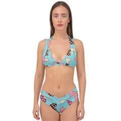 Seamless Pattern With Heart Shaped Cookies With Sugar Icing Double Strap Halter Bikini Set by pakminggu