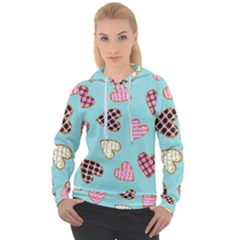 Seamless Pattern With Heart Shaped Cookies With Sugar Icing Women s Overhead Hoodie by pakminggu