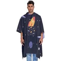 Cosmos Rockets Spaceships Ufos Men s Hooded Rain Ponchos by pakminggu