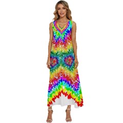 Tie Dye Heart Colorful Prismatic V-neck Sleeveless Loose Fit Overalls by pakminggu