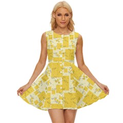 Party Confetti Yellow Squares Sleeveless Button Up Dress by pakminggu