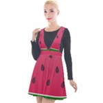 Watermelon Fruit Summer Red Fresh Food Healthy Plunge Pinafore Velour Dress