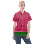 Watermelon Fruit Summer Red Fresh Food Healthy Women s Short Sleeve Pocket Shirt