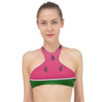 Watermelon Fruit Summer Red Fresh Food Healthy High Neck Bikini Top