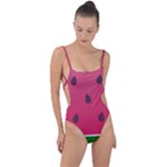 Watermelon Fruit Summer Red Fresh Food Healthy Tie Strap One Piece Swimsuit