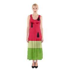 Watermelon Fruit Food Healthy Vitamins Nutrition Sleeveless Maxi Dress by pakminggu