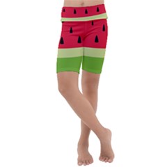 Watermelon Fruit Food Healthy Vitamins Nutrition Kids  Lightweight Velour Cropped Yoga Leggings by pakminggu