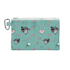 Raccoon Texture Seamless Scrapbooking Hearts Canvas Cosmetic Bag (medium) by pakminggu