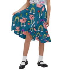 Texture Seamless Sample Digital Scrapbooking Kids  Ruffle Flared Wrap Midi Skirt