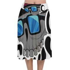 Cool Skull Velvet Flared Midi Skirt by pakminggu