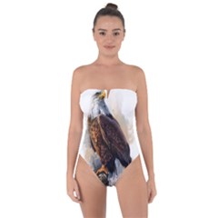 Eagle Art Eagle Watercolor Painting Bird Animal Tie Back One Piece Swimsuit by pakminggu