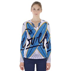 Wave Surfing Surfboard Surfing V-neck Long Sleeve Top by pakminggu