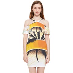 Hawaii Beach Summer Shoulder Frill Bodycon Summer Dress by pakminggu