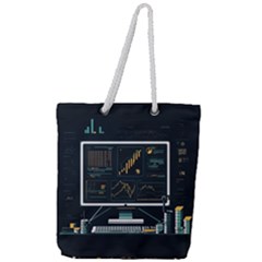 Remote Work Work From Home Online Work Full Print Rope Handle Tote (large) by pakminggu