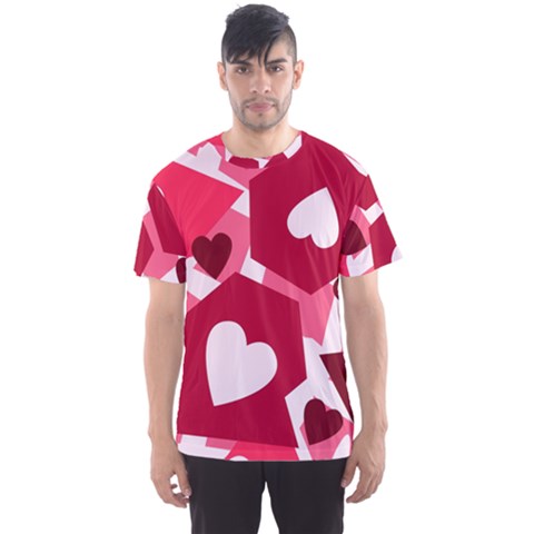 Pink Hearts Pattern Love Shape Men s Sport Mesh Tee by danenraven