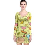 Cute Sketch Child Graphic Funny Long Sleeve Bodycon Dress