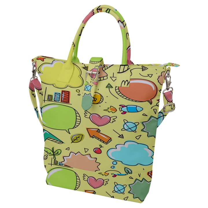 Cute Sketch Child Graphic Funny Buckle Top Tote Bag