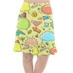 Cute Sketch Child Graphic Funny Fishtail Chiffon Skirt