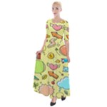 Cute Sketch Child Graphic Funny Half Sleeves Maxi Dress