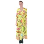 Cute Sketch Child Graphic Funny Button Up Maxi Dress