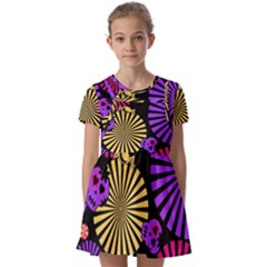 Seamless Halloween Day Of The Dead Kids  Short Sleeve Pinafore Style Dress by danenraven
