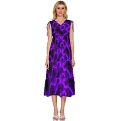 Purple Pattern Background Structure V-neck Drawstring Shoulder Sleeveless Maxi Dress by danenraven