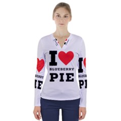 I Love Blueberry V-neck Long Sleeve Top by ilovewhateva