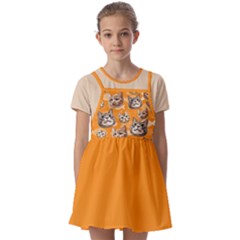 Cat Cute Kids  Short Sleeve Pinafore Style Dress by flowerland