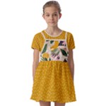 floral plants jungle polka 1 Kids  Short Sleeve Pinafore Style Dress