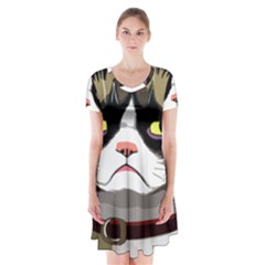 Grumpy Cat Short Sleeve V-neck Flare Dress