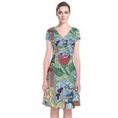 Beauty Stained Glass Short Sleeve Front Wrap Dress by Mog4mog4