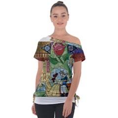 Beauty Stained Glass Off Shoulder Tie-up Tee
