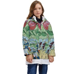 Beauty Stained Glass Kids  Hooded Longline Puffer Jacket