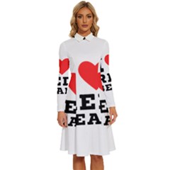I Love Red Bean Long Sleeve Shirt Collar A-line Dress by ilovewhateva