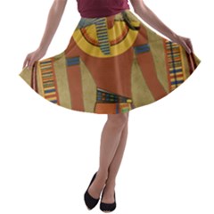 Egyptian Tutunkhamun Pharaoh Design A-line Skater Skirt by Mog4mog4