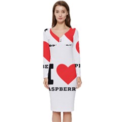 I Love Raspberry Long Sleeve V-neck Bodycon Dress  by ilovewhateva