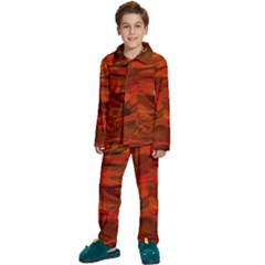 Fire Lion Flames Light Mystical Dangerous Wild Kids  Long Sleeve Velvet Pajamas Set by Mog4mog4