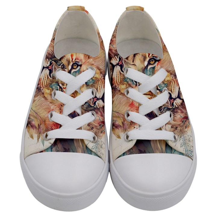 Lion Africa African Art Kids  Low Top Canvas Sneakers