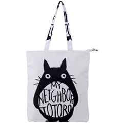 My Neighbor Totoro Black And White Double Zip Up Tote Bag by Mog4mog4