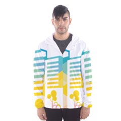 Silhouette Cityscape Building Icon Color City Men s Hooded Windbreaker by Mog4mog4