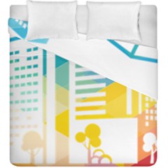 Silhouette Cityscape Building Icon Color City Duvet Cover Double Side (king Size) by Mog4mog4
