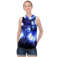 Tardis Background Space High Neck Satin Top by Mog4mog4