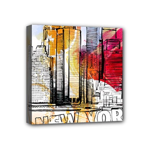 New York City Skyline Vector Illustration Mini Canvas 4  X 4  (stretched) by Mog4mog4
