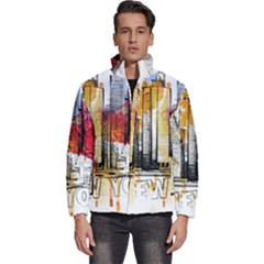 New York City Skyline Vector Illustration Men s Puffer Bubble Jacket Coat by Mog4mog4
